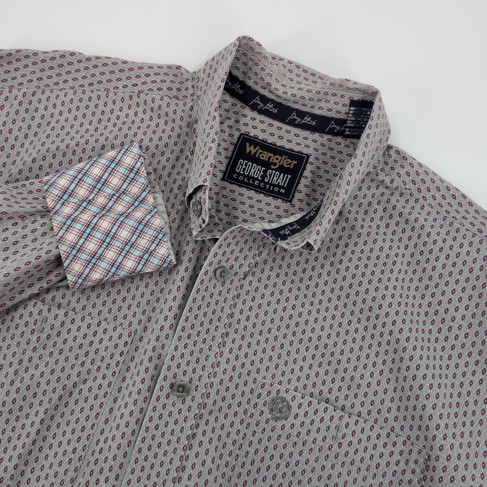 Wrangler George Straight Collection Mens Grey Button Up Long Sleeve Shirt Sz XL